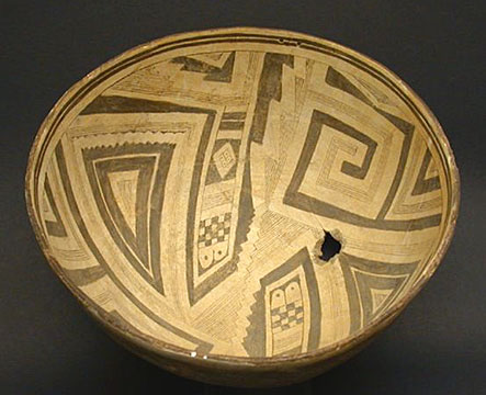 Mimbres Black-on-White Geometric Bowl, Southwest Native American Indian Art