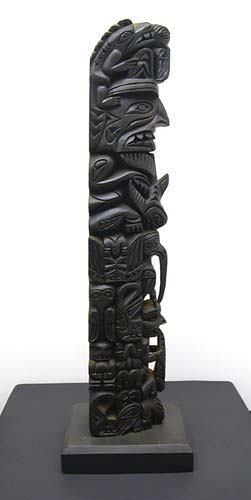 Nootka Wood Totem Pole, Pacific Northwest Coast Native American Indian Art