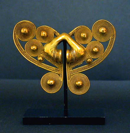 Tairona Gold Butterfly Nose Ornament, Ancient West Mexico Pre-Columbian Art
