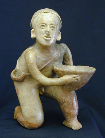 Jalisco Male Figure with Bowl, Ancient West Mexico Pre-Columbian Art