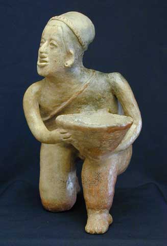 Jalisco Male Figure with Bowl, Ancient West Mexico Pre-Columbian Art